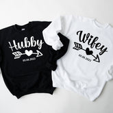 Personalised Wifey Hubby Jumper with Wedding Date, Bride Groom Mr Mrs Engagement Gift