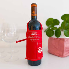 Personalised Wine Apron With Your Text, Merry Christmas Gift For Wine Lover
