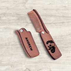Personalised Wooden Beard Comb, Gift For Him, Moustache Grooming
