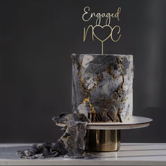 Personalised Wooden Engaged Cake Topper with initials, Anniversary Custom Wood Decor Hen Party EN2