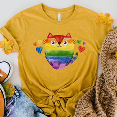 Pride Cat T-Shirt, Unisex Tee, Rainbow Cat Tee, Lgbtq+ Flag Tshirt