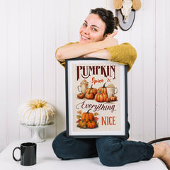 Pumpkin Spice Everything Nice Poster, Autumn Home Decoration, Pumpkin Decor, Spice Latte Autumn Leaves