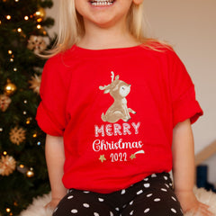Reindeer Merry Christmas Kids T-Shirt And Bodysuit , Rudolph Cute First Xmas Boy Girl Top