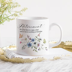 Retirement Gift For Her, Retired Floral Mug, Leaving Job Gift For Mum