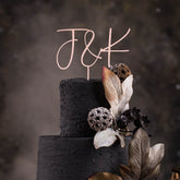 Script Couple Initial Wooden Cake Topper for Wedding by TheBarkersArt, Anniversary Personalised Topper FA7
