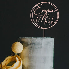 Script Couple Names Wedding Wooden Cake Topper by TheBarkersArt, Anniversary Personalised Cake Topper CR3