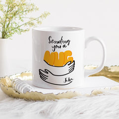 Sending you a hug mug, Personalised hug mug, Birthday gift for her or him