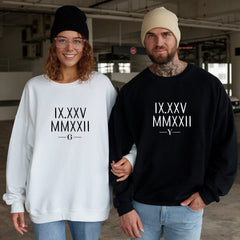 Special Date Roman Numeral Sweatshirt Valentines Gift For Her Him Birthday Gift for Couple