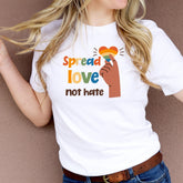 Spread Love Not Hate Pride T-Shirt, Unisex Tee, Rainbow Heart Tee, Lgbtq+ Flag Tshirt