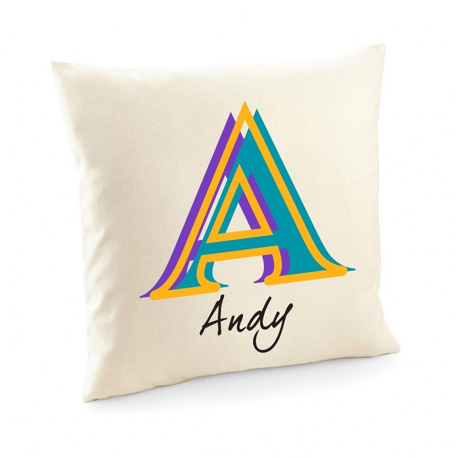 Stylish personalised name and initial cushion cover, Gift for him, living room decor