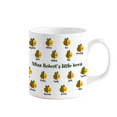 Teacher mug with class list, Teachers little bees, Personalised teacher thank you gift, Teacher Appreciation Gifts