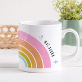Teacher rainbow mug with name, Personalised teacher thank you gift