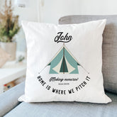 Tent Camp Cushion Personalised Camper Gift for Her Him Couple Travel Accessories