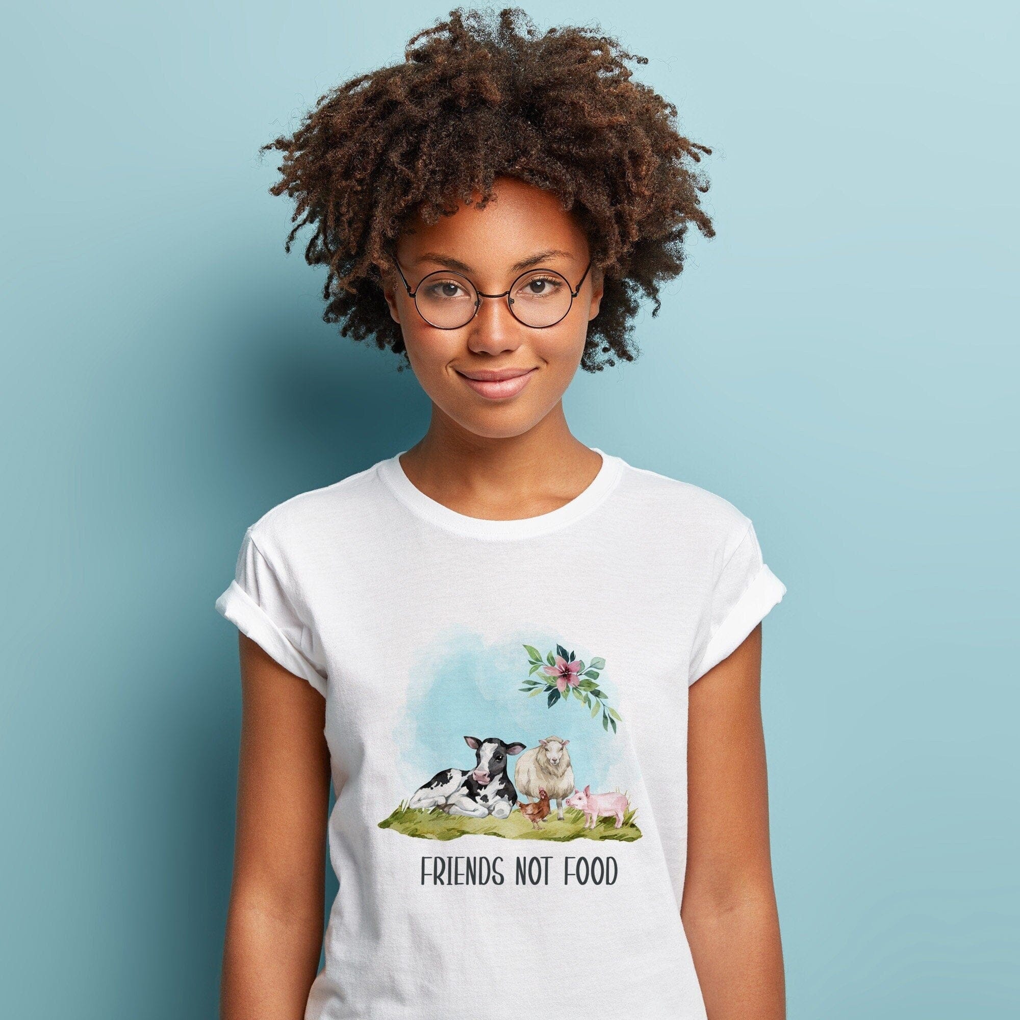 Vegan t-shirt Friends not food Unisex size Vegan gift