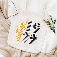 Vintage Birthday Gift For Her, 1979, 1989, 1969, 1959 Tote Bag, Wife Unique Birthday Gift