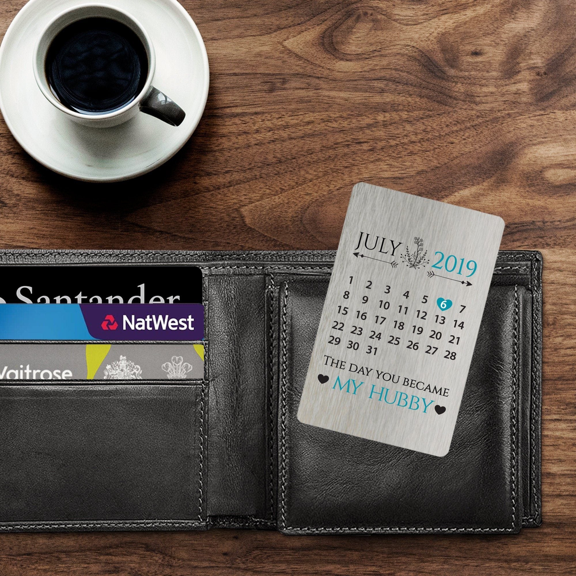 Wallet calendar keepsake card,Personalised Husband and wife Valentine's Gift