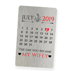 Wallet calendar keepsake card,Personalised Husband and wife Valentine's Gift