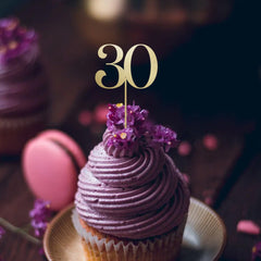 Wooden Birthday Cupcake Topper with Name or Age, Personalised Party Décor