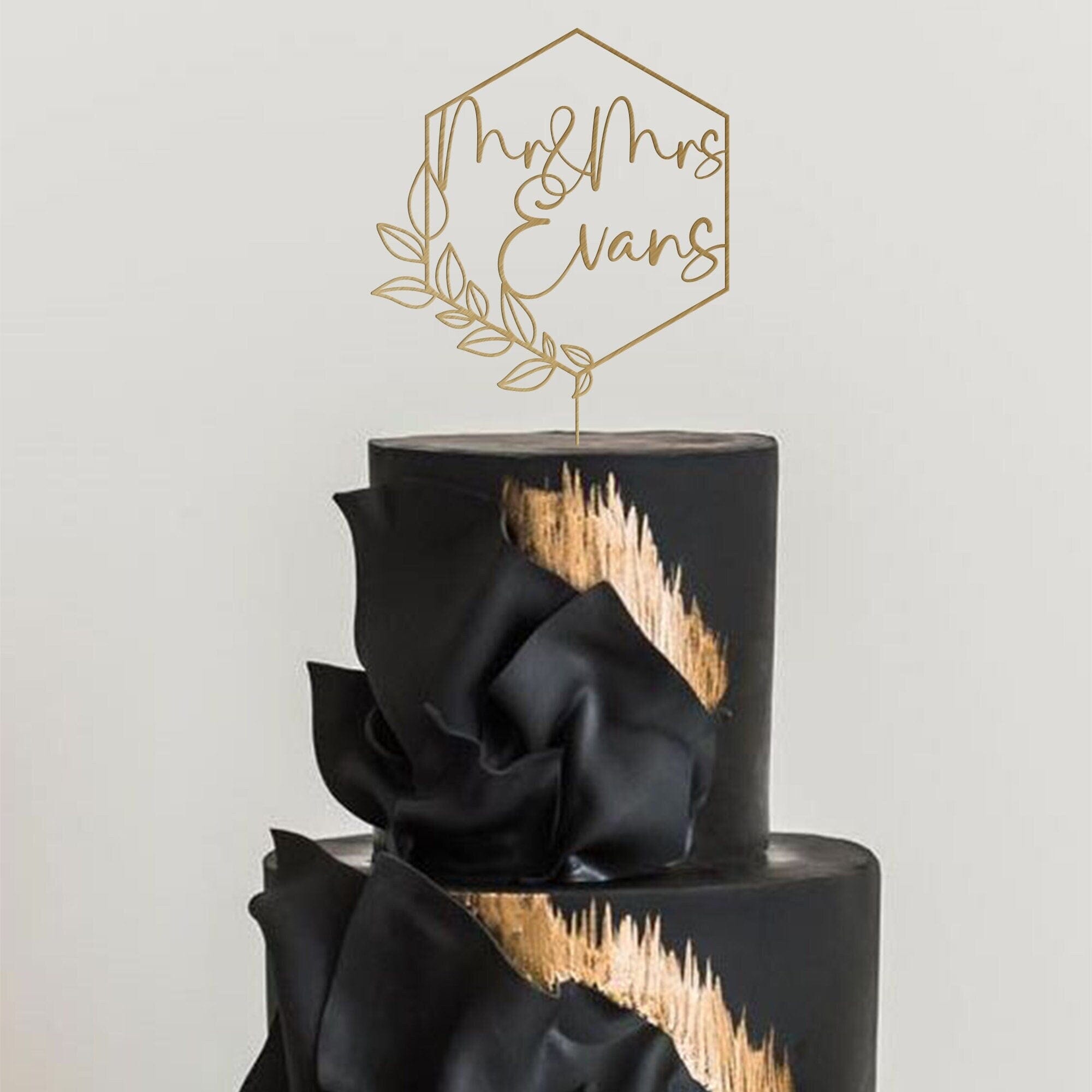 Wooden Mr and Mrs Cake Topper for Wedding, Script Font Personalised Anniversary Custom Engagement Topper KS2