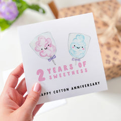 2Nd Anniversary Card 2 Years Of Sweetness Second Wedding Cotton Anniversaryâ Card Cute For Husband Wife Boyfriend Girlfriend