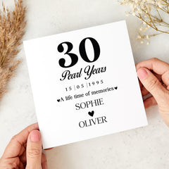 30th Pearl Wedding Anniversary Card Personalised 30 Anniversary Card for Parents Husband Wife Friend Special Couple Custom Name Milestone