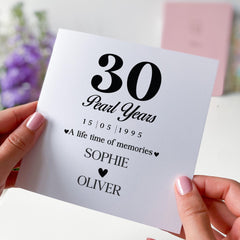30th Pearl Wedding Anniversary Card Personalised 30 Anniversary Card for Parents Husband Wife Friend Special Couple Custom Name Milestone