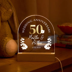 50th Wedding Anniversary LED Gift Custom Golden Light for Parents Grandparents Couple Unique Keepsake