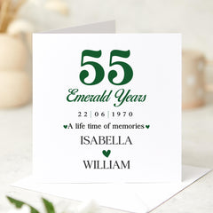 55th Emerald Wedding Anniversary Card Personalized Anniversary Card for Parents Husband Wife Grandparents Custom 55 Years Married Card