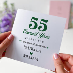 55th Emerald Wedding Anniversary Card Personalized Anniversary Card for Parents Husband Wife Grandparents Custom 55 Years Married Card