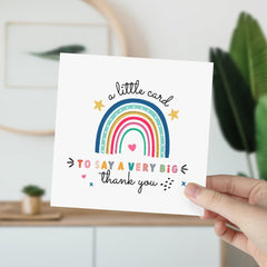 A Little Card To Say A Very Big Thank You Card Gift Card For Teacher Friend Her Him Appreciation Card Cute Thank You Gift Rainbow Design