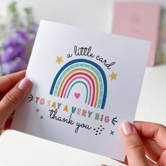 A Little Card To Say A Very Big Thank You Card Gift Card For Teacher Friend Her Him Appreciation Card Cute Thank You Gift Rainbow Design