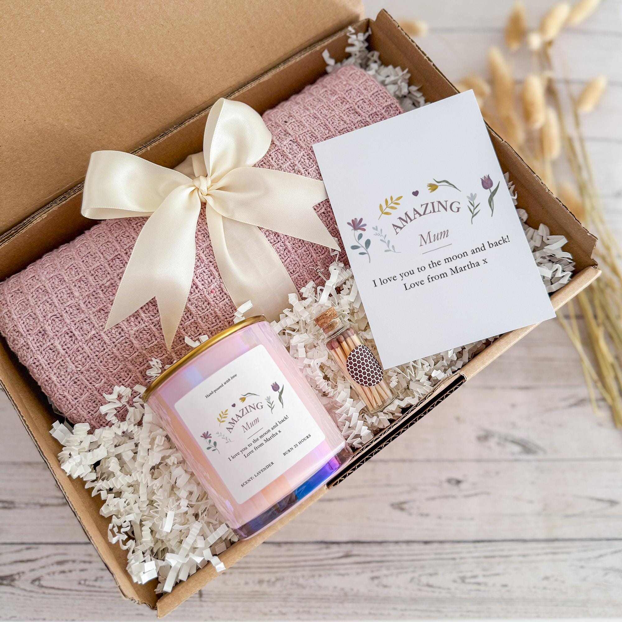 Amazing Mum Cosy Gift Set Blanket Candle Mini Matches Jar and Card for Mum Mother's Day Birthday Hygge