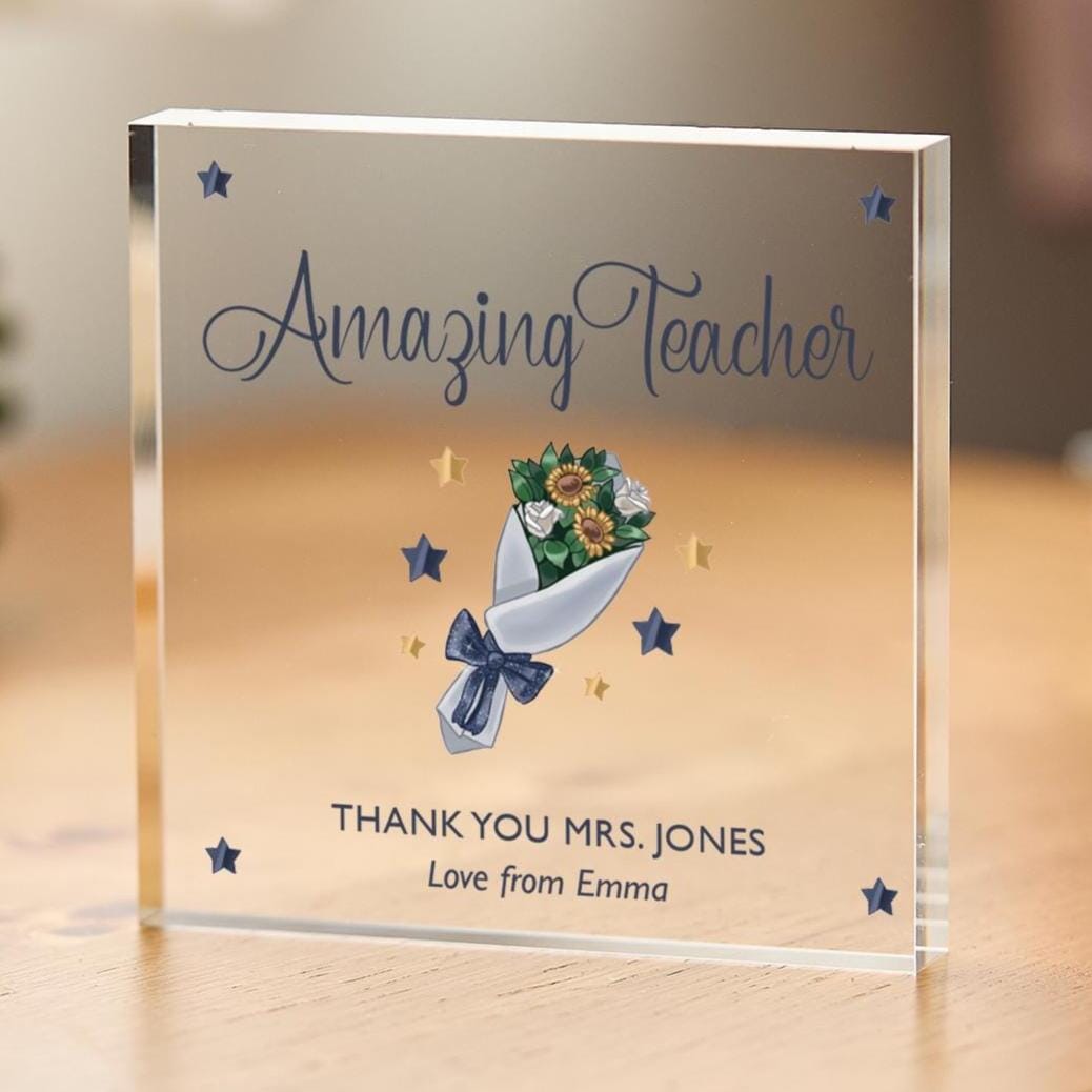 Amazing Teacher Your Text Primary Nursery Teacher Appreciation Keepsake End Year Term Student Name Acrylic Plaque