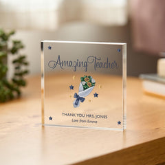 Amazing Teacher Gift with Your Text Primary Nursery Teacher Appreciation Keepsake for End of Year Term with Student Name Acrylic Plaque