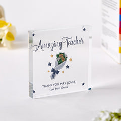 Amazing Teacher Gift with Your Text Primary Nursery Teacher Appreciation Keepsake for End of Year Term with Student Name Acrylic Plaque