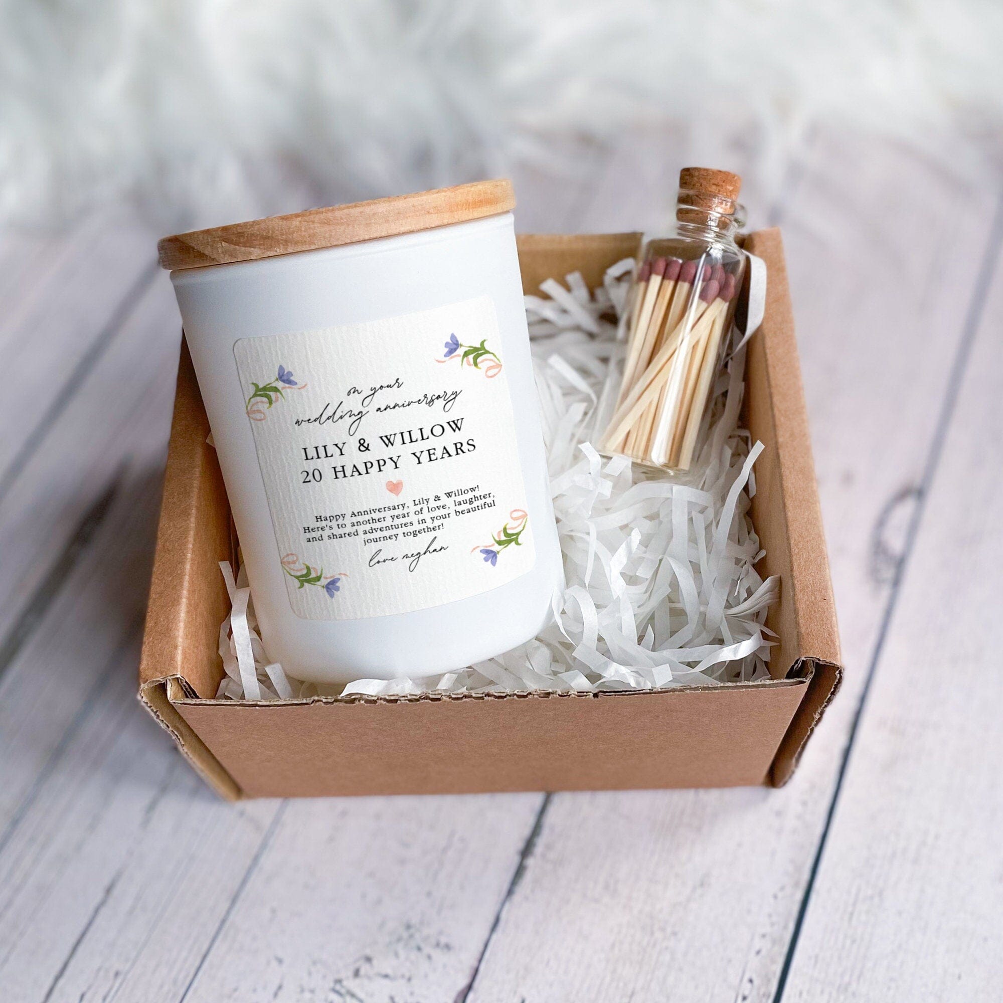 Anniversary Candle Couple Names Text Wedding Anniversary Gift Soy Wax Scented