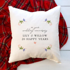 Anniversary gift cushion cover with couple names On your wedding anniversary gift for mum dad grandma grandad friends Happy anniversary