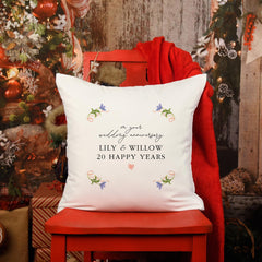 Anniversary gift cushion cover with couple names On your wedding anniversary gift for mum dad grandma grandad friends Happy anniversary