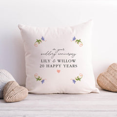 Anniversary gift cushion cover with couple names On your wedding anniversary gift for mum dad grandma grandad friends Happy anniversary