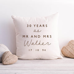 Anniversary gift cushion cover with the last name On your wedding anniversary gift for mum dad grandma grandad friends Happy anniversary