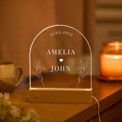 Anniversary LED Light Custom Wedding Date Gift for Husband Wife Fiancé Romantic Bedroom Decor Engagement