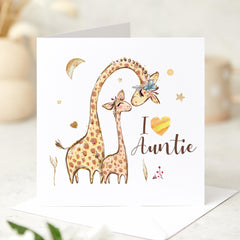 Auntie Card Mother's Day Birthday Christmas I Love You Auntie Cute Baby Giraffe Auntie Gift Card Thoughtful Present for Aunt