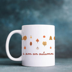 Autumn Mug Coffee Cup with Pumpkin & Leaves Design Cosy Seasonal Gift for Her or Him
