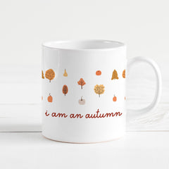 Autumn Mug Coffee Cup with Pumpkin & Leaves Design Cosy Seasonal Gift for Her or Him