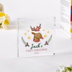 Baby’s First Christmas Acrylic Block – Cute Keepsake Gift for Niece Nephew Son Daughter Grandchild