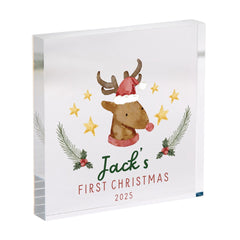 Baby’s First Christmas Acrylic Block – Cute Keepsake Gift for Niece Nephew Son Daughter Grandchild