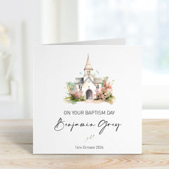 Baptism Card On Your Baptism Day Card For Godson Goddaughter With Name Date Christening Card Baptism Keepsake Cute Church Gift Card