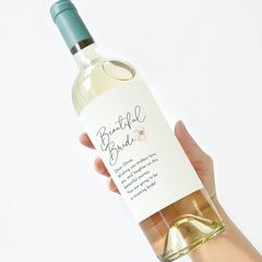 Beautiful Bride Wine Label Elegant Bottle Sticker Perfect Bridal Shower or Hen Party Gift Wedding Keepsake for the Bride to Be