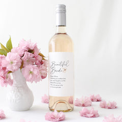 Beautiful Bride Wine Label Elegant Bottle Sticker Perfect Bridal Shower or Hen Party Gift Wedding Keepsake for the Bride to Be