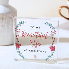 Beautiful Wife Acrylic Plaque Christmas Gift, Romantic Keepsake for Newlywed